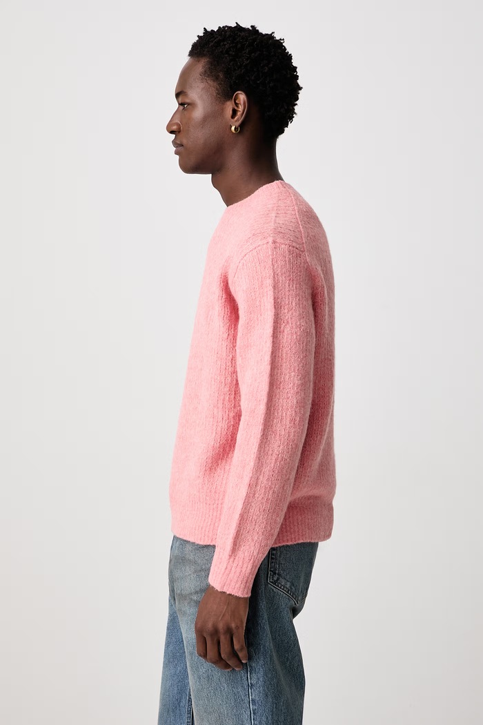 Sweter męski z wełną Sunflower 3033 różowy