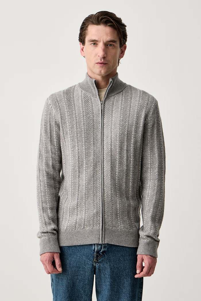 Guess Sweter rozpinany męski z dodatkiem wełny Nash szary M6BR17.Z1365