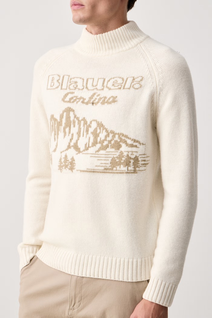 Półgolf męski z wełną Blauer BLUM10616 beżowy