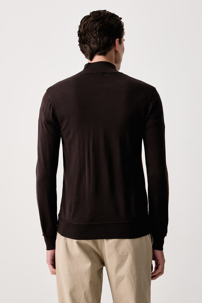 Odzież Blauer Sweter męski z wełną BLUM10200 brązowy