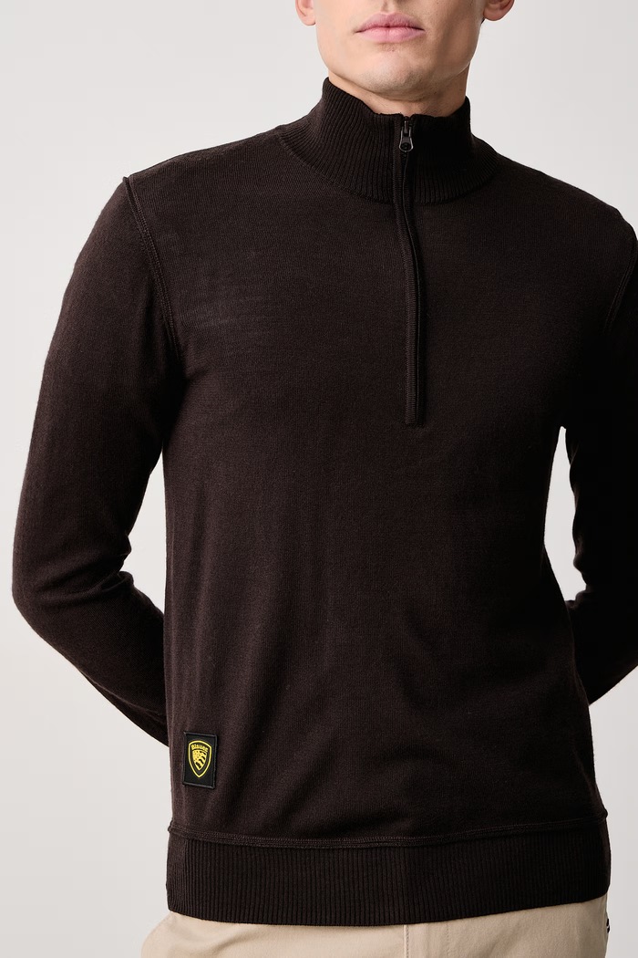 Sweter męski z wełną Blauer BLUM10200 brązowy
