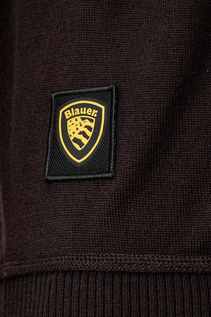 Sweter męski z wełną Blauer brązowy BLUM10200