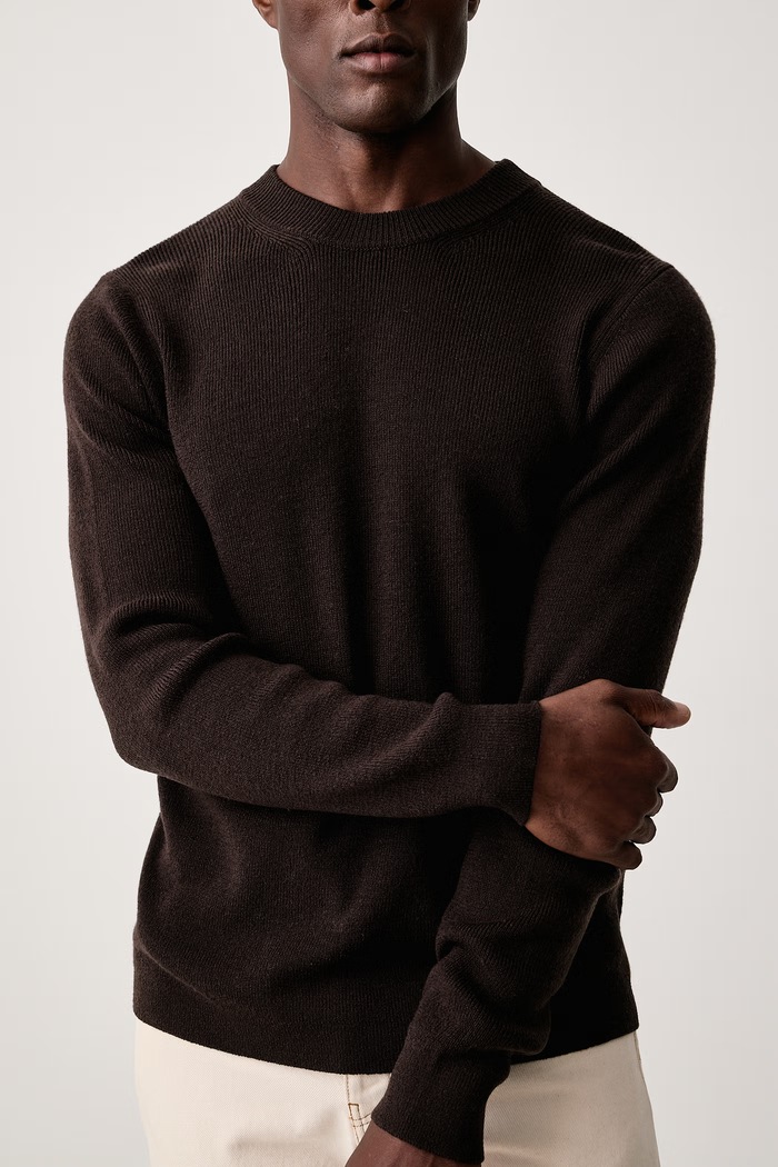 Sweter męski wełniany Kyle Mos Mosh 511340 brązowy