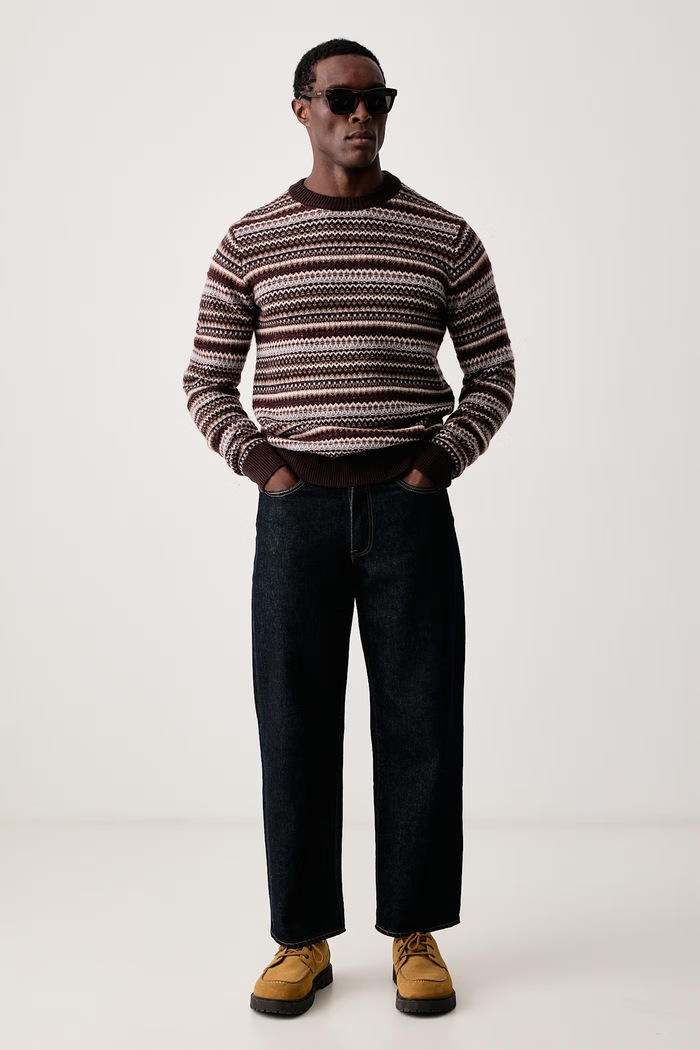 Mos Mosh Sweter męski wełniany Laporte 511410 brązowy AW26