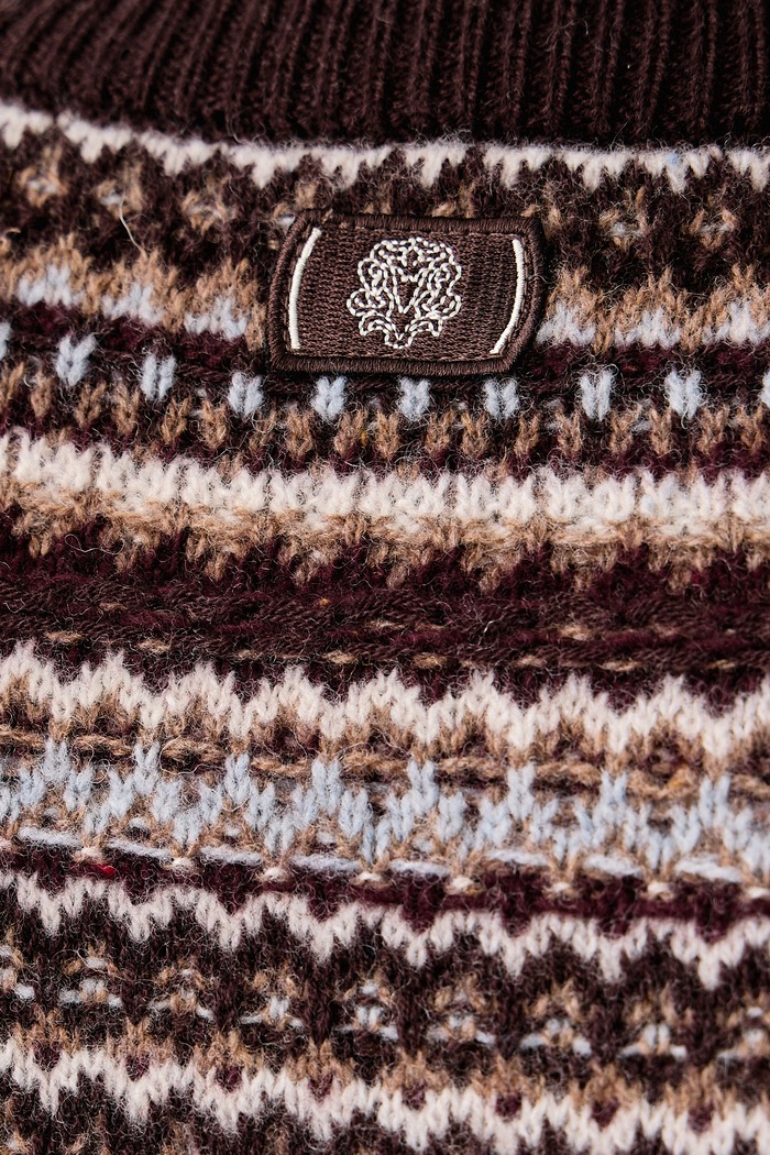 Sweter męski wełniany Laporte Mos Mosh brązowy 511410