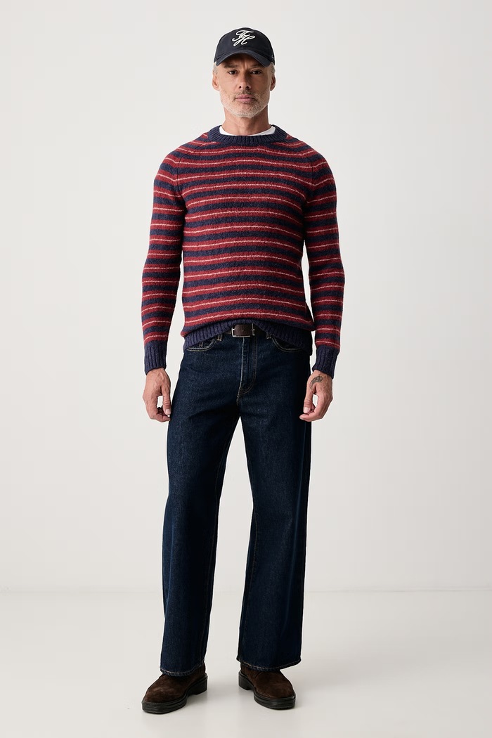 Mos Mosh Sweter męski z wełną Carlos 511230 granatowy AW26