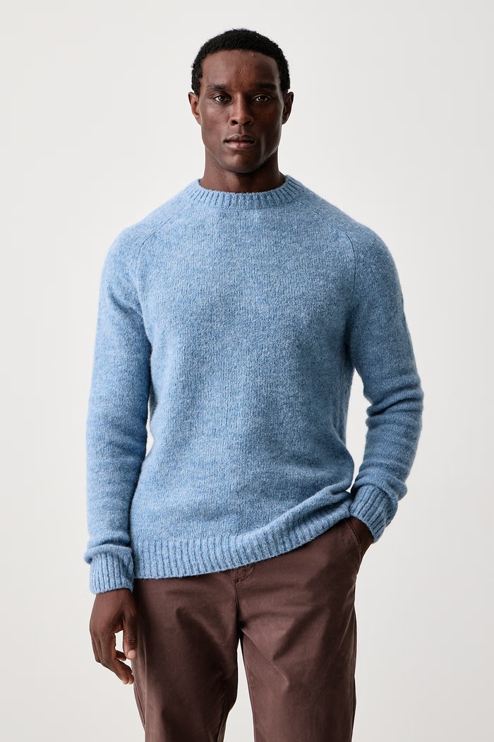 Mos Mosh Sweter męski z wełną Carlos niebieski 511220