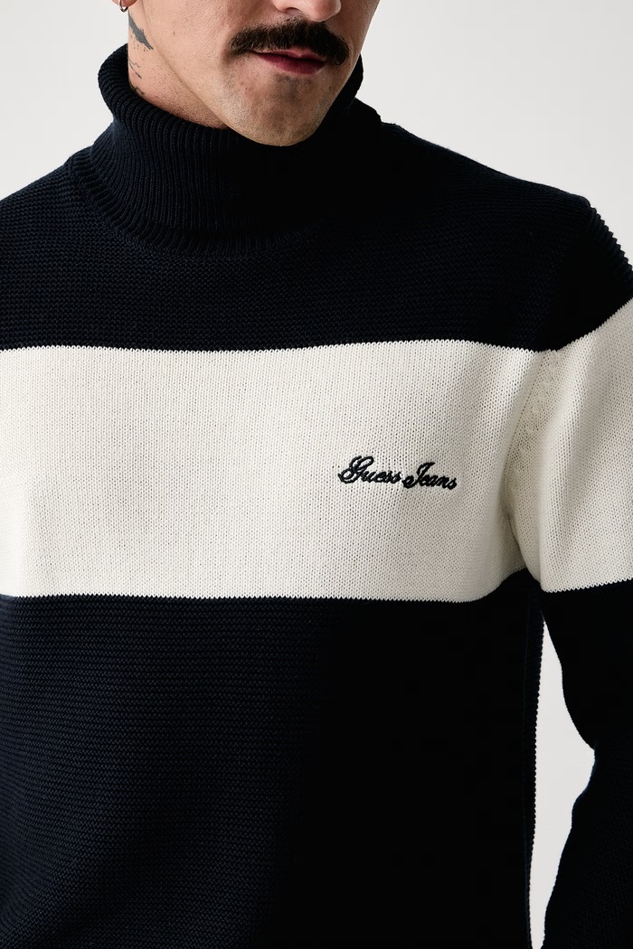 Sweter męski bawełniany Guess Jeans M6BR03.Z1226 granatowy