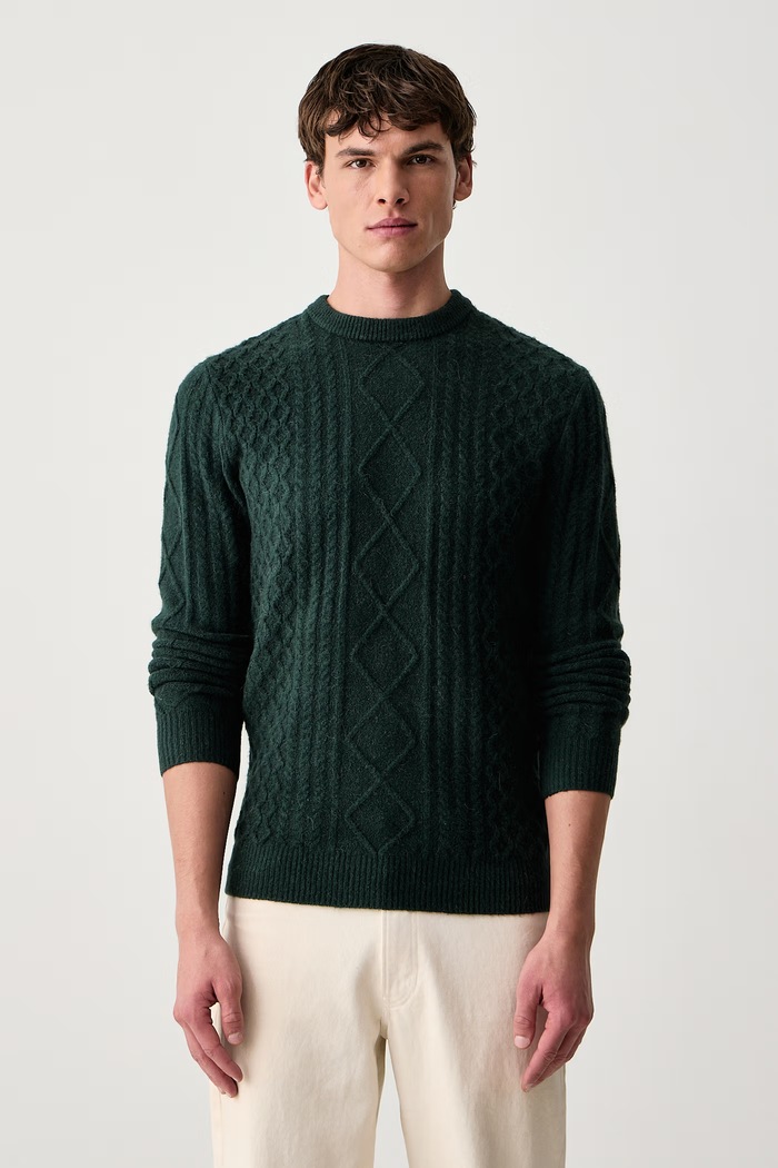Guess Sweter męski z dodatkiem wełny NEMO zielony M6BR28.Z1549