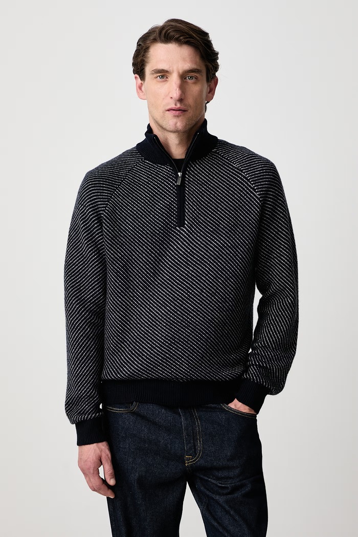 Guess Sweter męski z dodatkiem wełny NICO granatowy M6BR20.Z1370