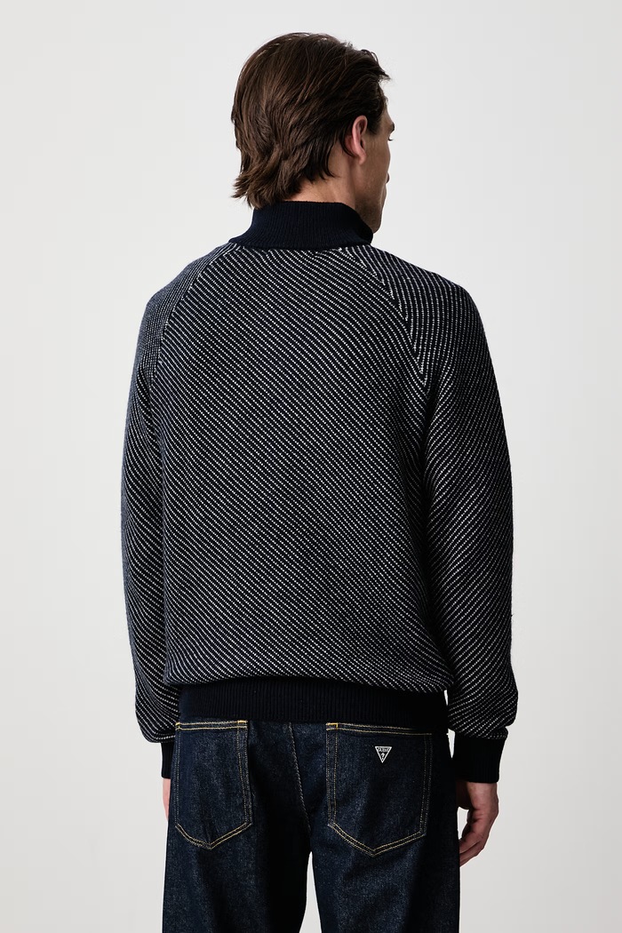Odzież Guess Sweter męski z dodatkiem wełny NICO M6BR20.Z1370 granatowy