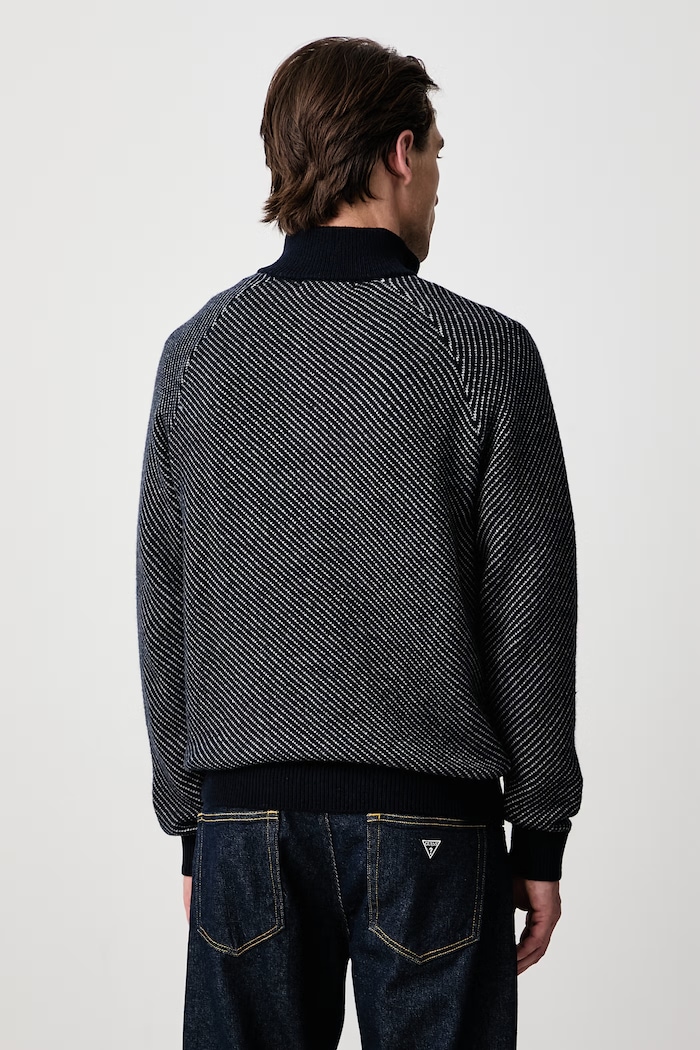 Odzież Guess Sweter męski z dodatkiem wełny NICO M6BR20.Z1370 granatowy