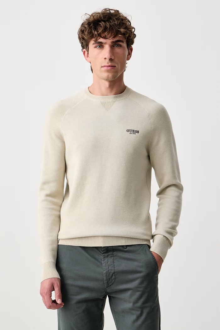 Guess Sweter męski z dodatkiem wełny NAITO beżowy M6BR13.Z1361