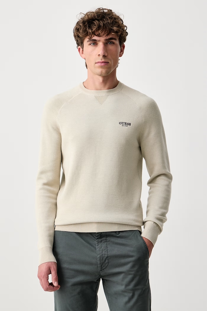 Guess Sweter męski z dodatkiem wełny NAITO beżowy M6BR13.Z1361