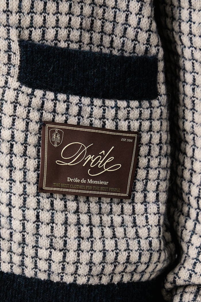 Drôle de Monsieur Kardigan męski z wełną Waffle Drule Patch M.CA191.WO018