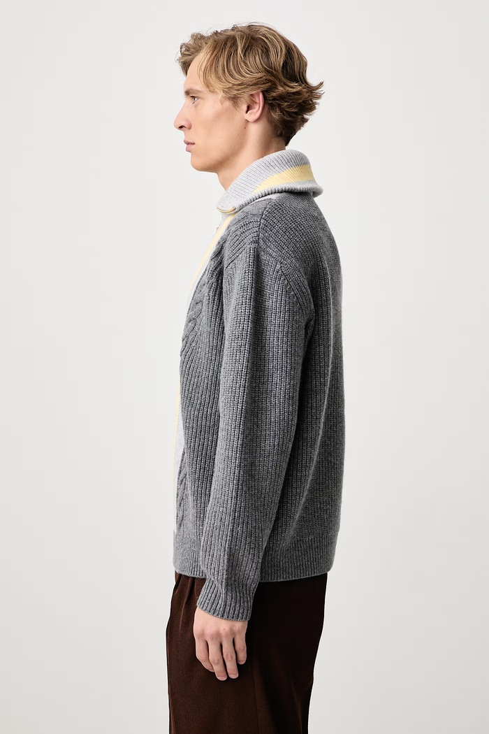 Sweter męski wełniany Trucker Drôle de Monsieur M.PO238.WO027 szary