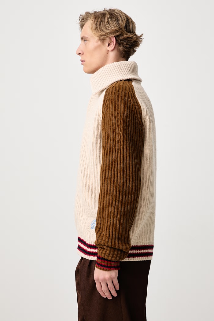 Sweter rozpinany męski wełniany Sherpa D mirror Drôle de Monsieur M.CA197.WO018 beżowy