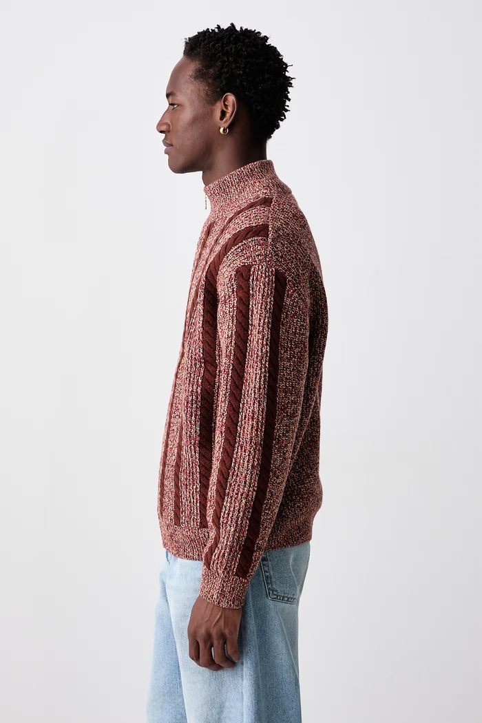 Torsade sweter rozpinany wełniany męski Drôle de Monsieur M.CA185.WO018 brązowy