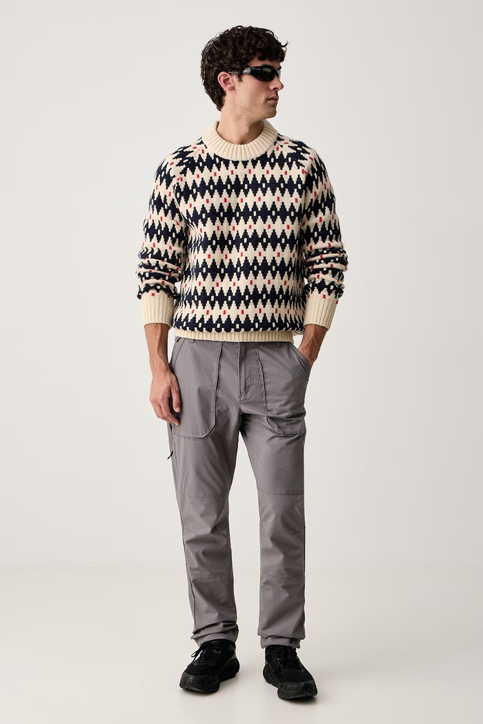 Fjallraven Sweter męski wełniany Ovik Jacquard F12600358.191.555 beżowy AW26