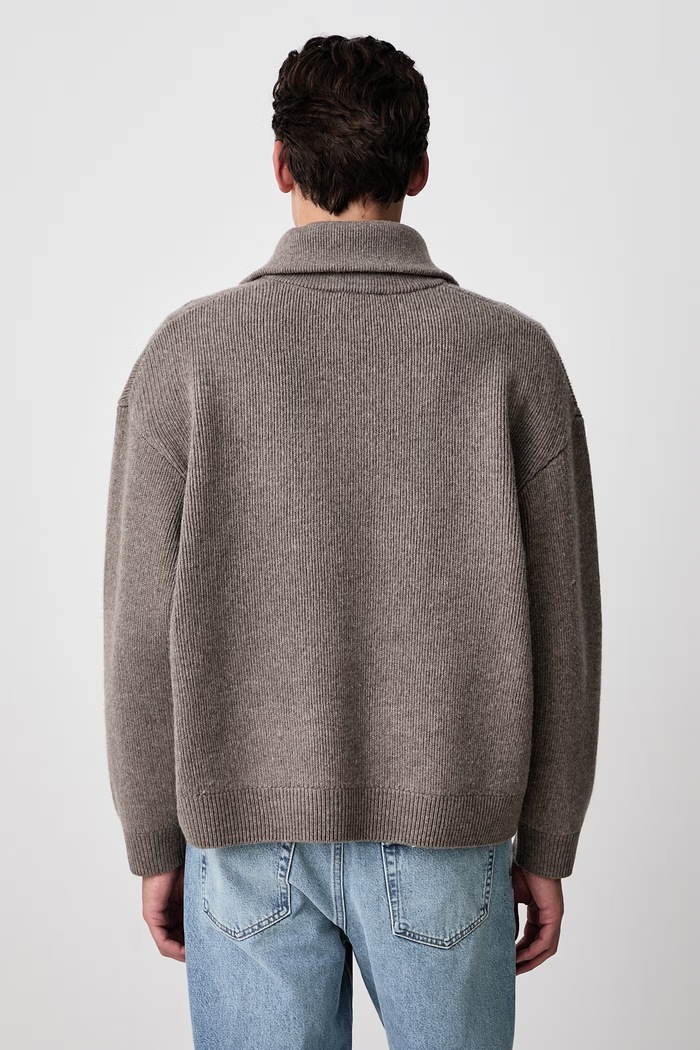 Odzież Frame RETRO POLO SWEATER półgolf wełniany męski MF26KSW011 brązowy