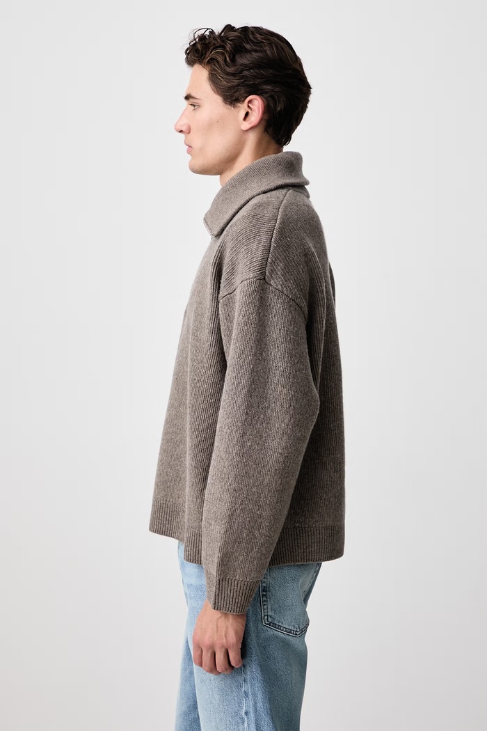 RETRO POLO SWEATER półgolf wełniany męski Frame MF26KSW011 brązowy
