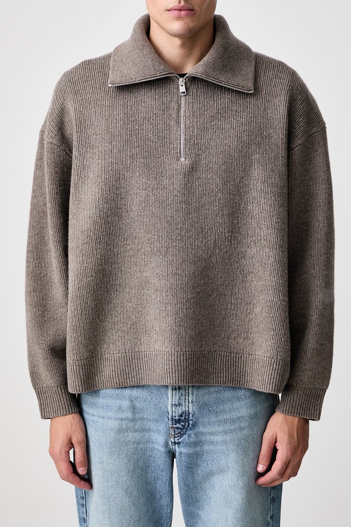 RETRO POLO SWEATER półgolf wełniany męski Frame brązowy MF26KSW011
