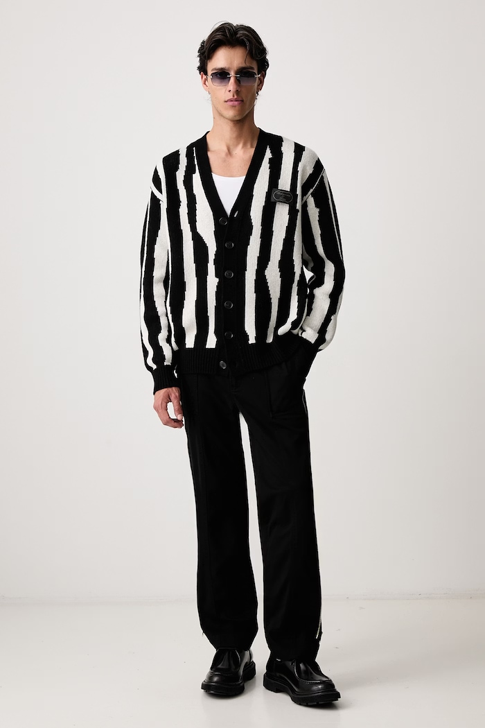 Undercover Kardigan męski z dodatkiem wełny UP2F4905 czarny AW26