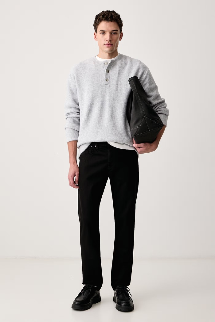 Levi's Pulover moški z dodatkom volne WOODACRE HENLEY 007T3 siva AW26