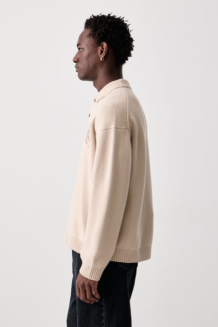 Fox Head sweter wełniany męski Maison Kitsuné MRMKL00KM0329 beżowy
