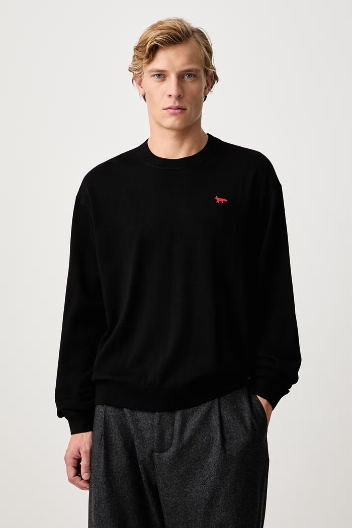 Maison Kitsuné Red Profile Fox светр вовняний чоловічий чорний MRMKJ24KT1239
