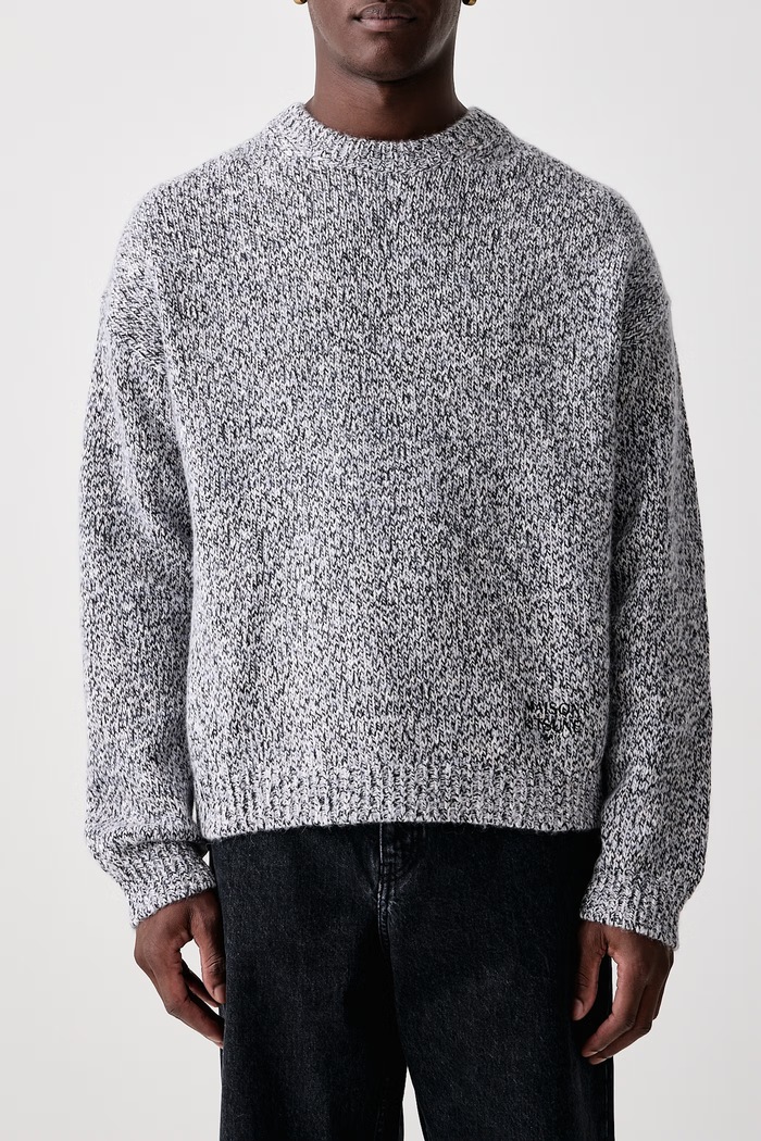 Sweter z wełną męski Maison Kitsuné szary MRMKJ19KT1218
