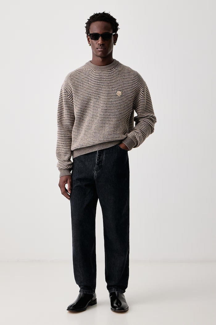 Maison Kitsuné Fox Head sweter wełniany męski MRMKJ16KT1228 beżowy AW26