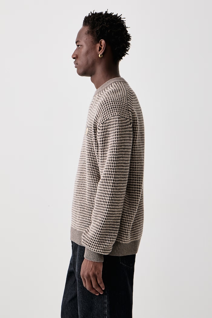Fox Head sweter wełniany męski Maison Kitsuné MRMKJ16KT1228 beżowy