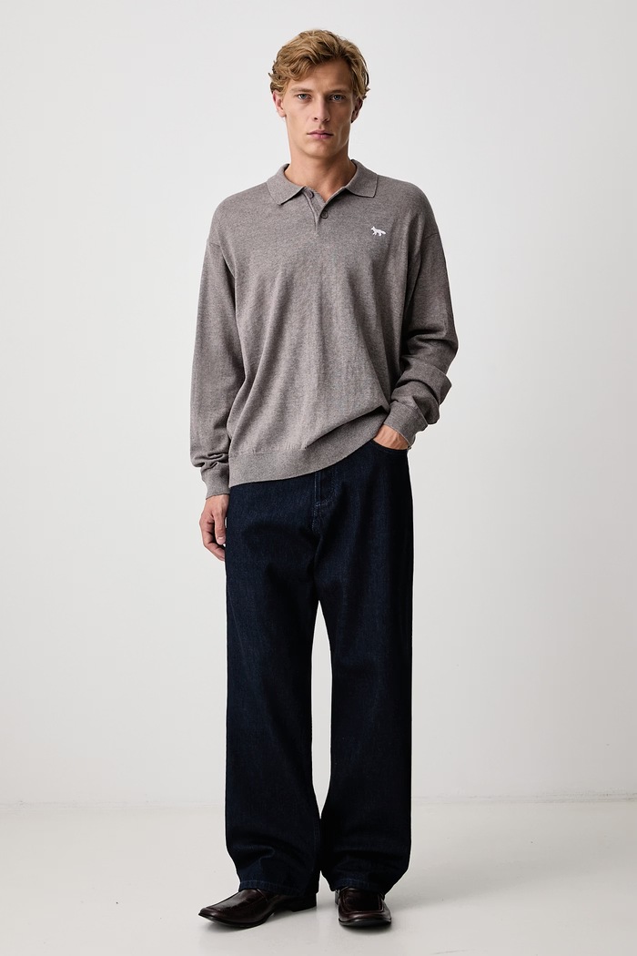 Maison Kitsuné Profile Fox sweter wełniany męski MRMKJ05KT1220 beżowy AW26