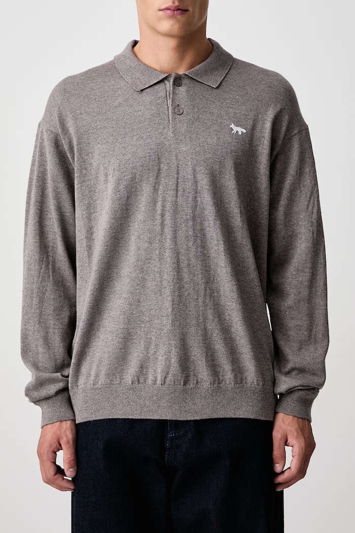 Profile Fox sweter wełniany męski Maison Kitsuné beżowy MRMKJ05KT1220