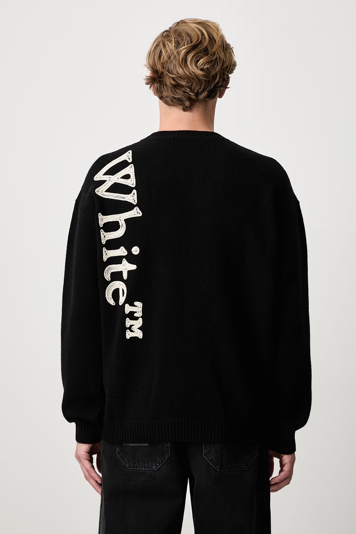 Îmbrăcăminte Off-White Vertical Bookish pulover cu lână pentru bărbați 44MHE213F26K001001 negru