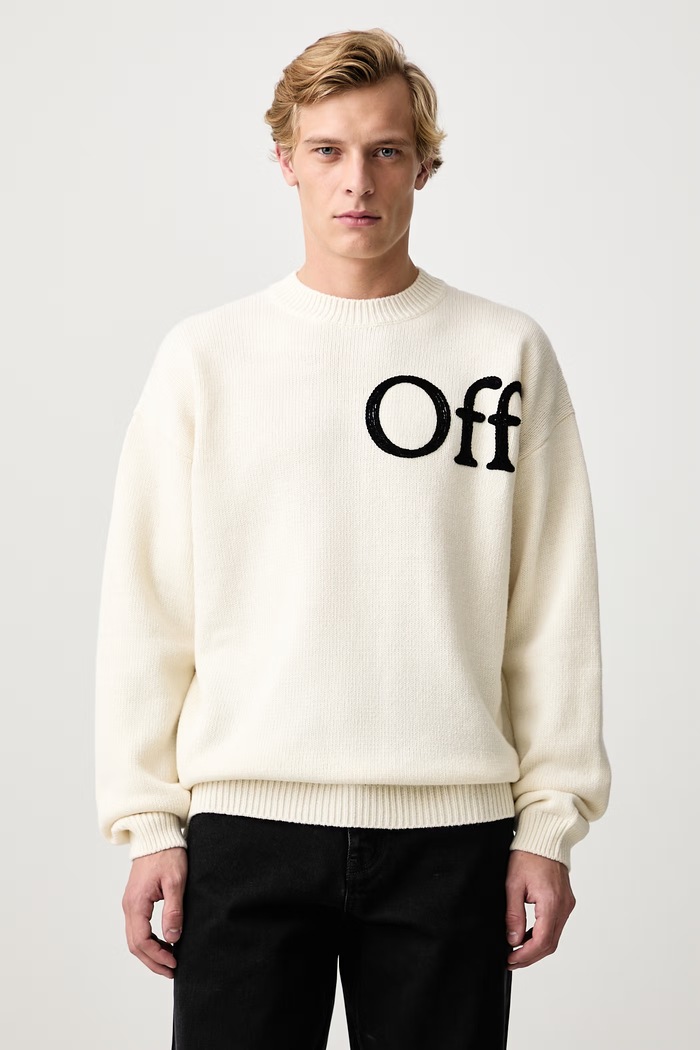Off-White Bookish Shared pulover cu lână pentru bărbați bej 44MHE20QF26K001110
