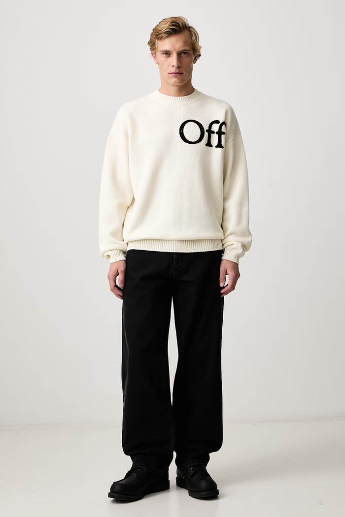 Off-White Bookish Shared pulover cu lână pentru bărbați 44MHE20QF26K001110 bej AW26