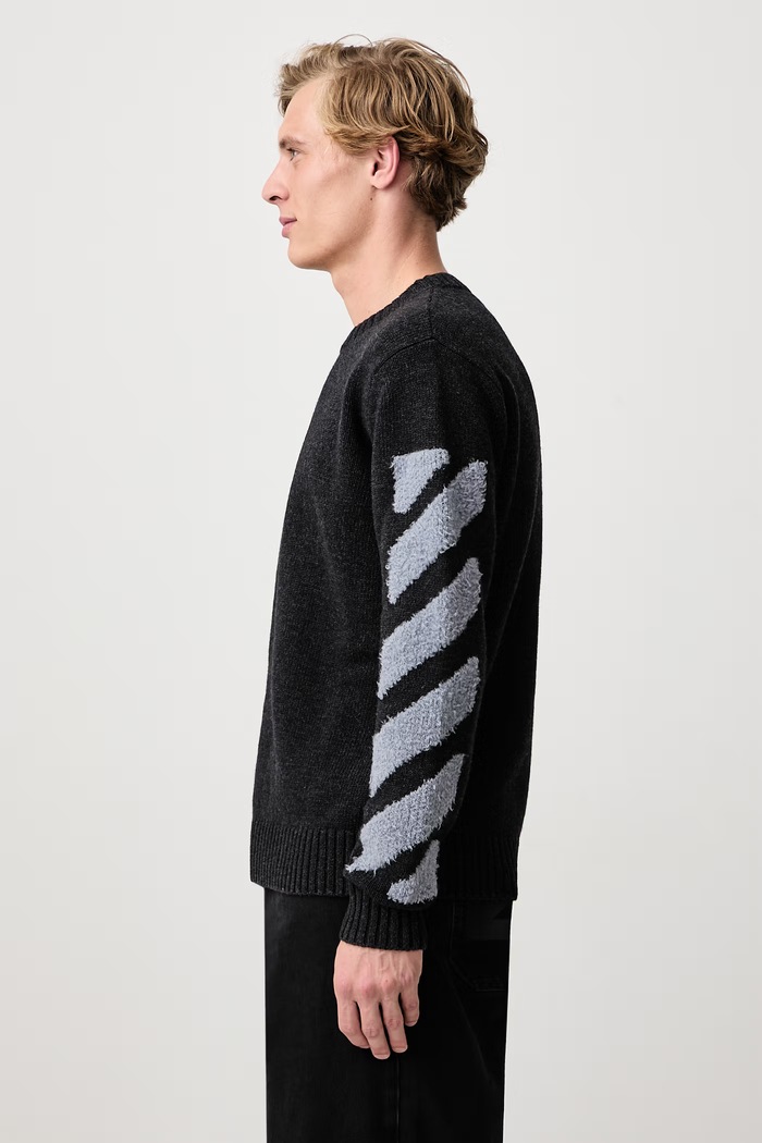 Diag Fuzzy pulover cu lână pentru bărbați Off-White 44MHE087F26K002010 gri