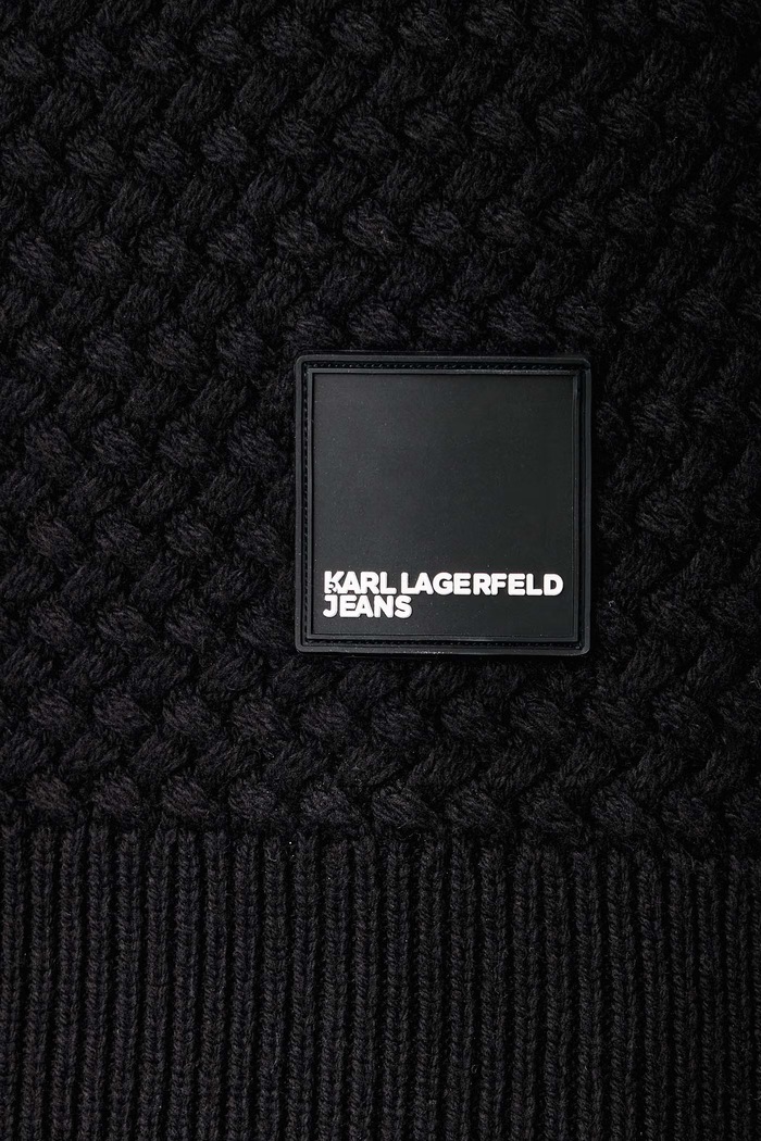 Πουλόβερ ανδρικό με πρόσμιξη μαλλιού Karl Lagerfeld Jeans μαύρο B4M18065