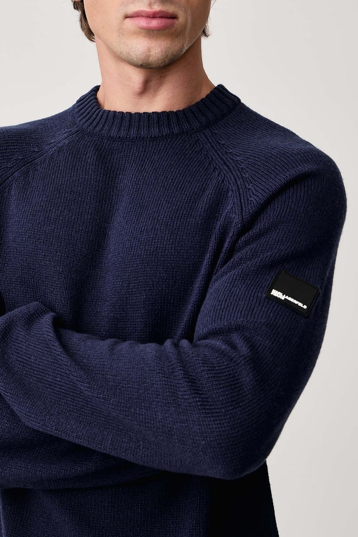 Maglione da uomo con misto lana Karl Lagerfeld Jeans B4M18063 blu navy