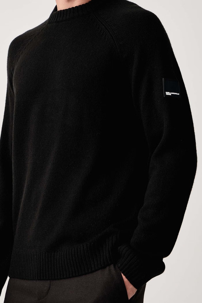 Maglione da uomo con misto lana Karl Lagerfeld Jeans B4M18063 nero