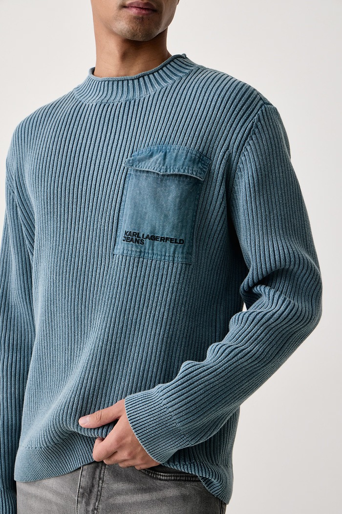 Sweter męski bawełniany Karl Lagerfeld Jeans B4M18026 niebieski