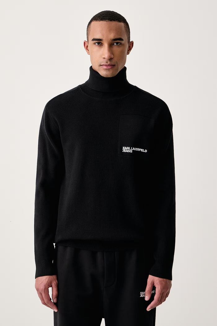 Karl Lagerfeld Jeans Svetr pánský s bavlnou černá B4M18023