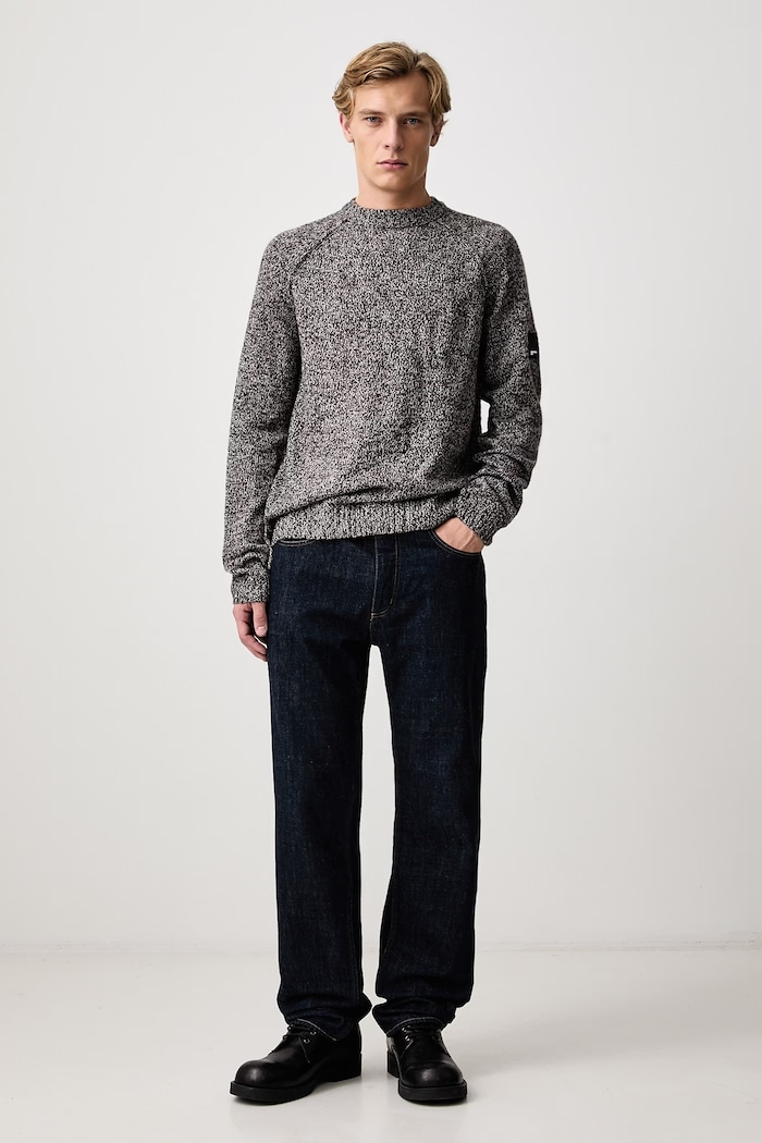 Karl Lagerfeld Jeans Πουλόβερ ανδρικό με πρόσμιξη μαλλιού B4M18021 καφέ AW26