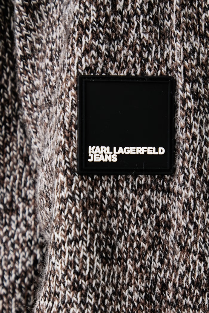Πουλόβερ ανδρικό με πρόσμιξη μαλλιού Karl Lagerfeld Jeans καφέ B4M18021