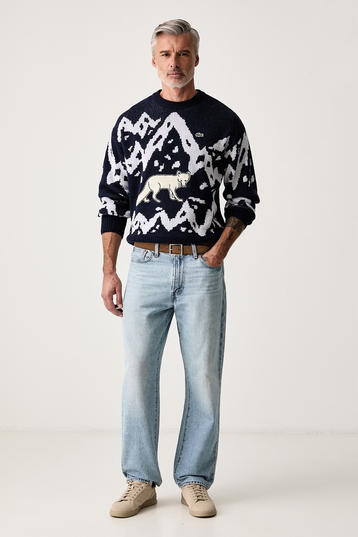 Lacoste Sweter męski z wełną AH9909 granatowy AW26
