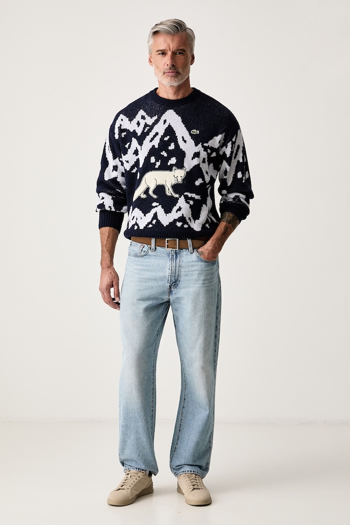 Lacoste Sweter męski z wełną AH9909 granatowy AW26