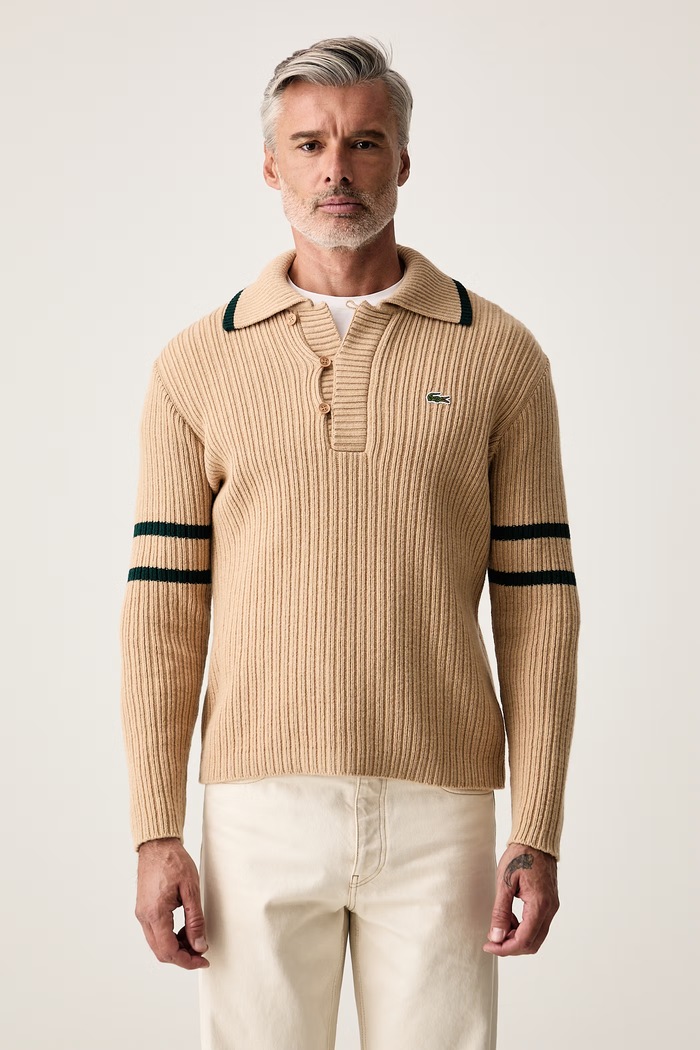 Lacoste Sweter męski wełniany beżowy AH9908