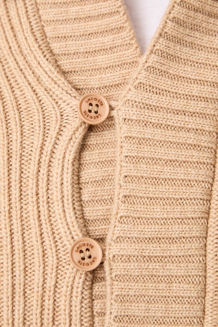 Sweter męski wełniany Lacoste beżowy AH9908